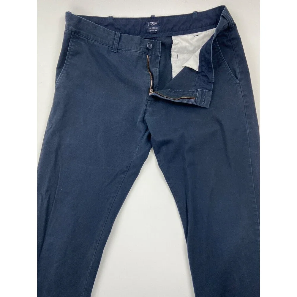 J CREW THE DRIGGS Mens 34x32 Navy Blue Super Soft Cotton Khaki/Chino Pants